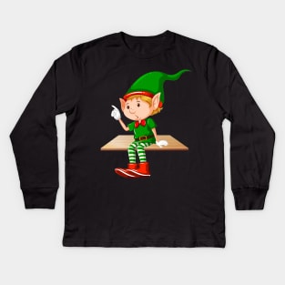 Santas Lost Helper Kids Long Sleeve T-Shirt